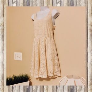 Mimi Chica Cream Midi Crochet Dress